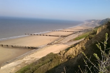 View of Overstrand beach from the end of the garden