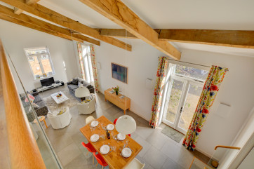 Dramatic views form the galleried landing.