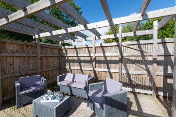 A close up photo of the decked area.