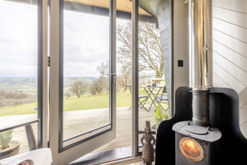wood burner and stunning views