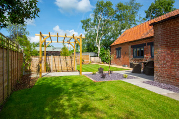 Lawned area, pergola & patio 