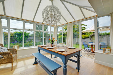 Dining table within the conservatory