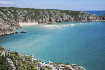 View of Porthcurno beach from the Minack Theatre
