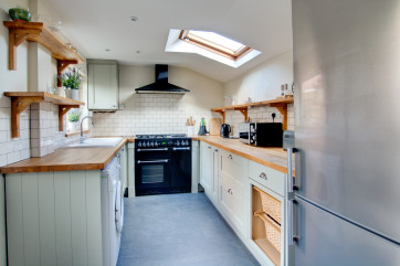 Kitchen with electric range cooker