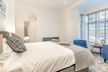 bedroom views over the Principality Stadium   at Hafan y Ddinas Cardiff Apartment 2