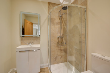Walk-in shower and vanity unit