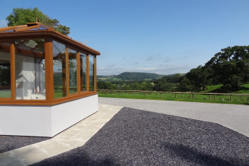 Stunning views over open farmland and down towards the Dee Valley