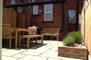 Patio area with table and chairs