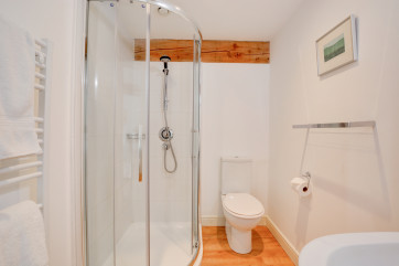With walk in shower cubicle, washbasin and wc