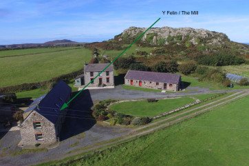 Aerial view showing the exact cottage