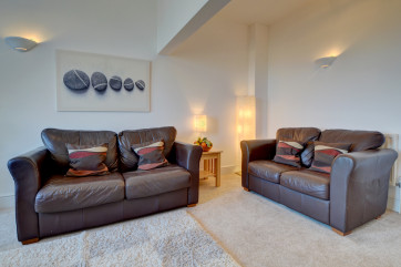 Snuggle down in the comfy leather sofas