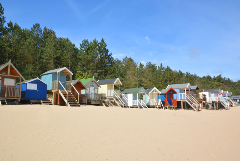 Wells Beach and  Beach Huts