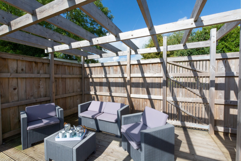 A close up photo of the decked area.