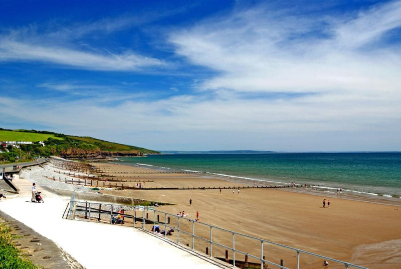 The beautiful beach at Amroth with a couple of cafes and a souvenir shop.