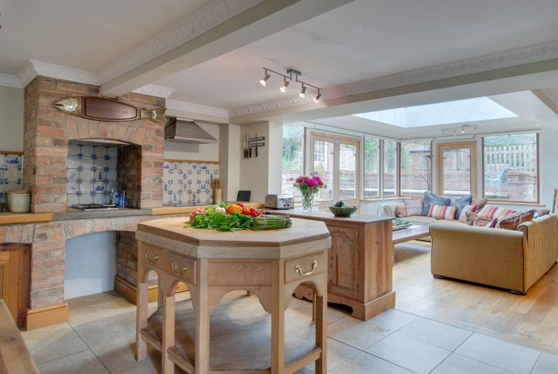 Spacious open plan kitchen with central island