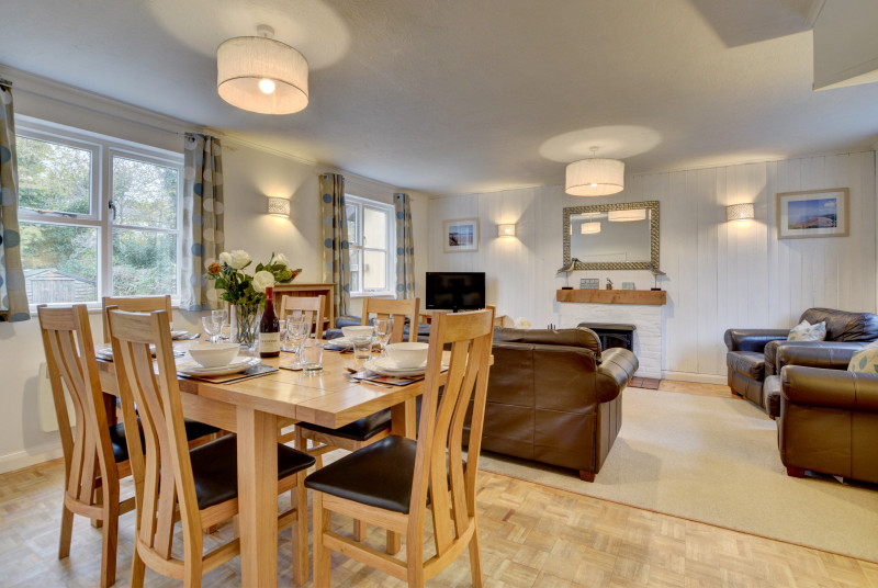 The large dining table is perfect for family meals together