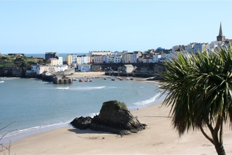 Views of Tenby across the North Beach.
