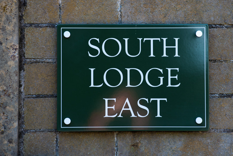 South Lodge East nameplate