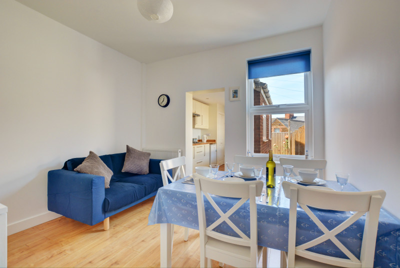 Dining area with table and chairs