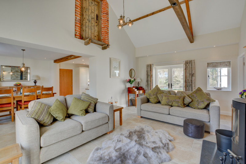 Bright and spacious open plan living room