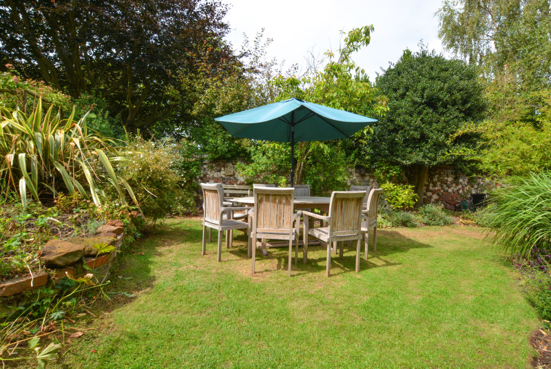 Garden with garden furniture