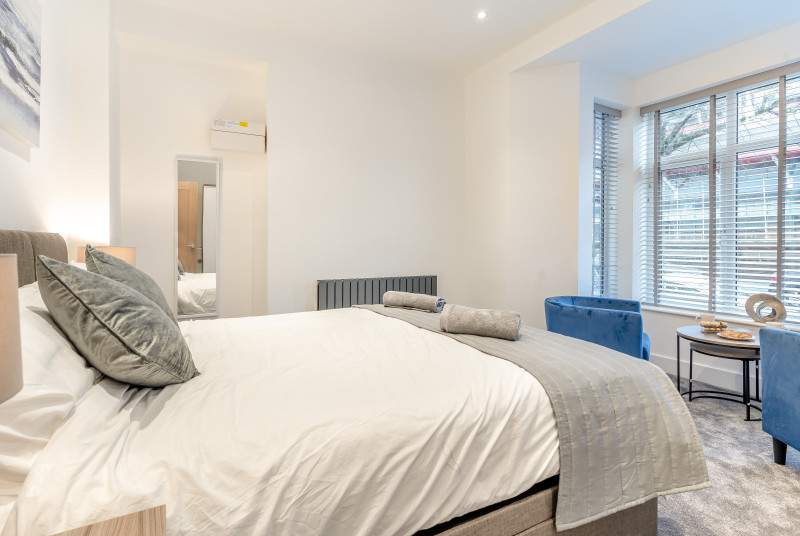 bedroom views over the Principality Stadium   at Hafan y Ddinas Cardiff Apartment 2