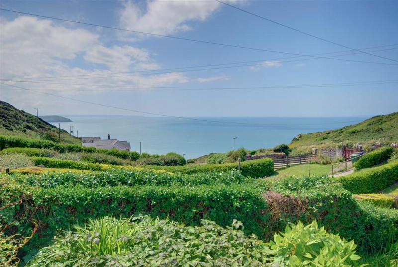 Distant sea views from the front garden of Seaview Cottage