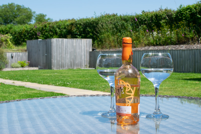 Enjoying some Welsh Aber Falls gin in the garden