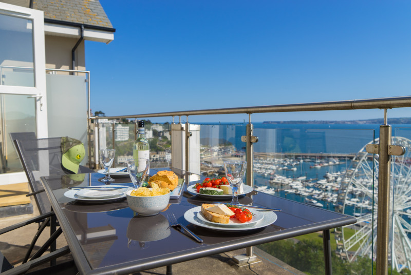 Sea View Balcony with Views over Torquay Harbouside, Torre Abbey Sands and the iconic coastline of Torquay
