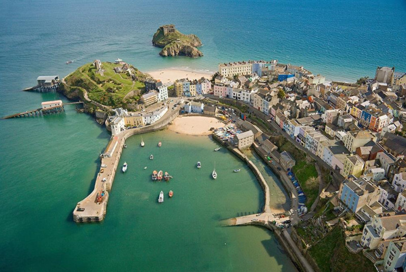 Tenby just round the bay with sandy beaches, shops & restaurants