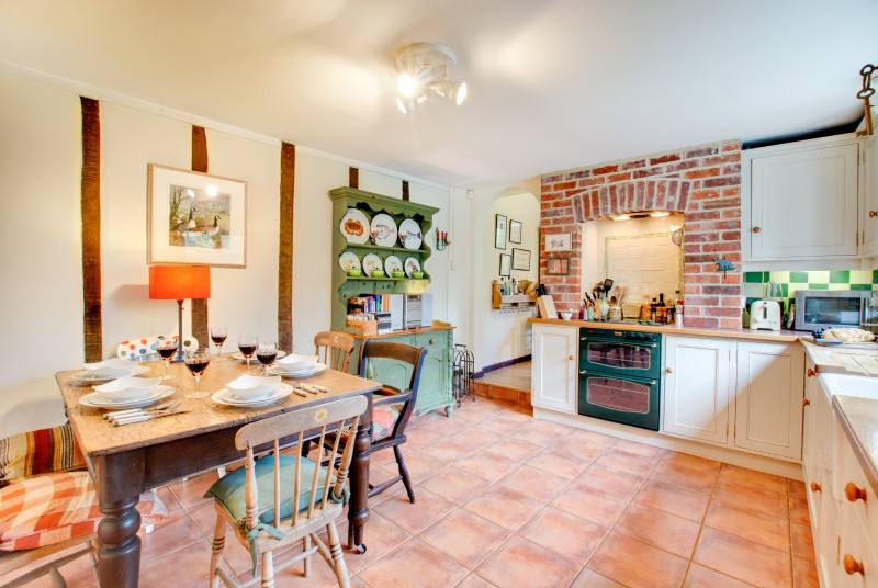 The kitchen is spacious and bring with a large dining area