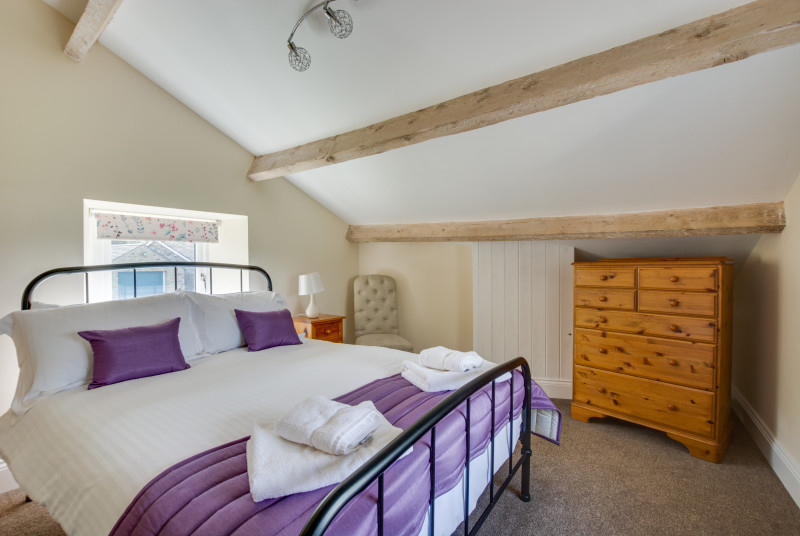 Double bedroom with beamed ceiling and views over the beautiful Wensleydale countryside
