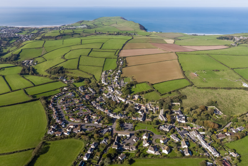 A aerial view of Georgeham village which has 2 very good pubs and a local shop