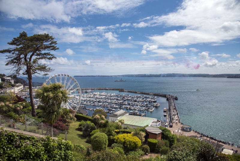 Red Arrows over Marina Court at the Torbay Air Show first weekend of June
