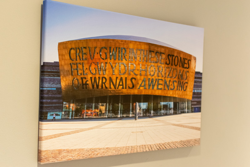 Wall art at Hafan y Ddinas Cardiff Apartment