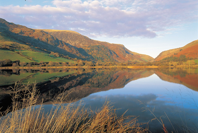Beautiful Tal-y-llyn lake where you can also catch a steam train ride