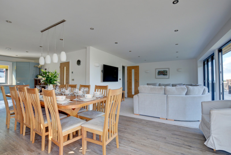The contemporary kitchen and dining area is fantastic for socialising for any occasion