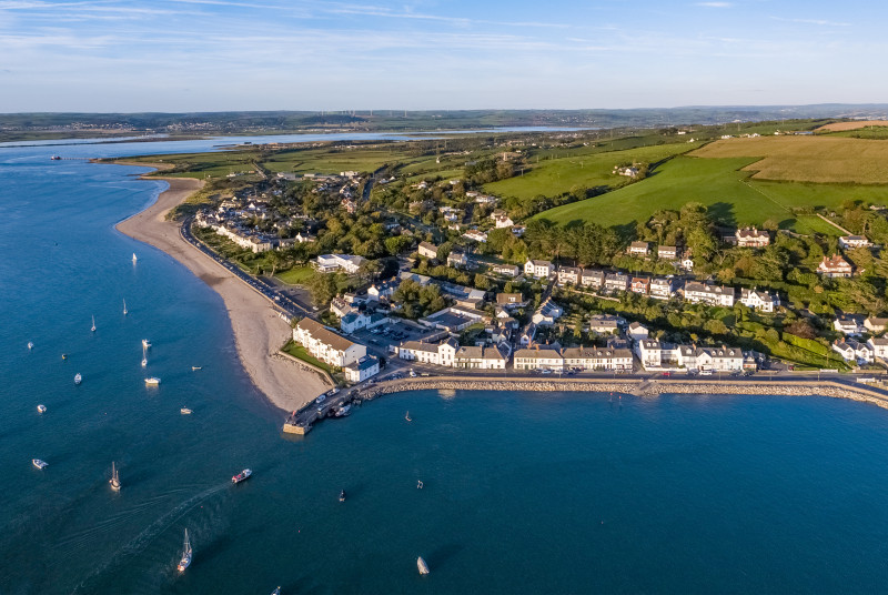 An aerial shot of the beautiful coastal village of Instow
