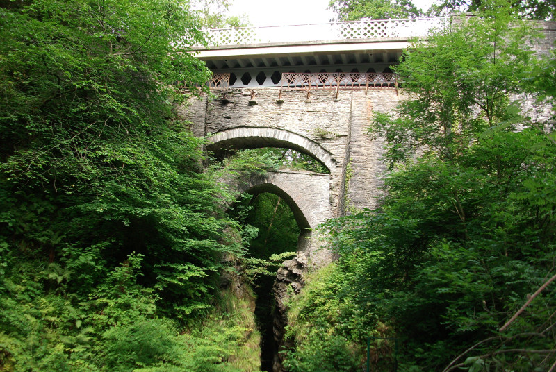 Famous 3 bridges in Pontarfynach (Devils Bridge)