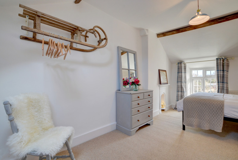 The master bedroom is spacious and has an unusual wardrobe! 