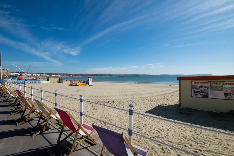 Weymouth beach, steps away from property